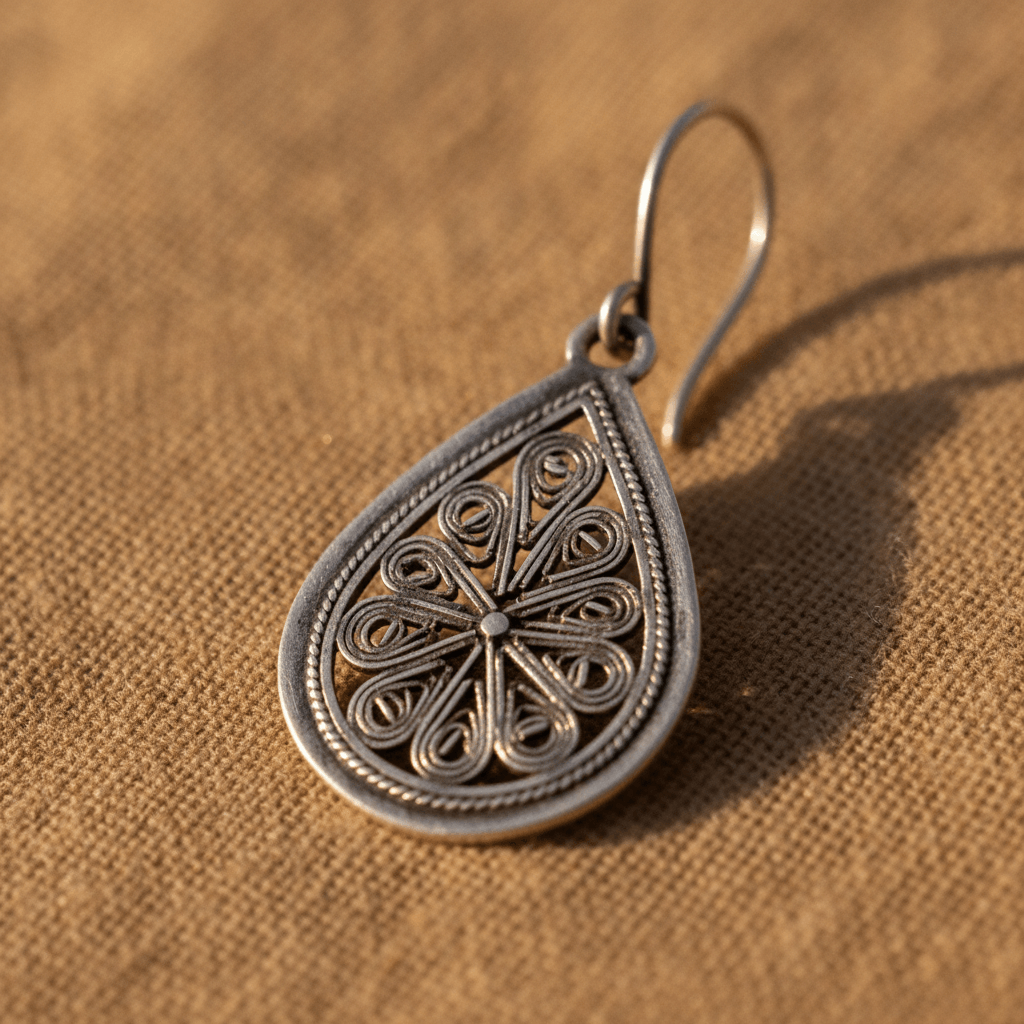 Beautiful Filigree Drop Earrings from amazighcraft.com, showcasing intricate Moroccan design.